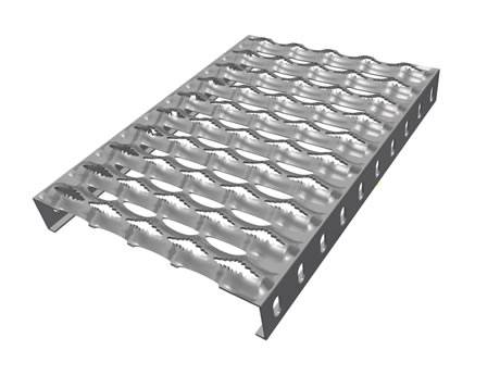 Diamond-Strut safety grating with serrated surface for maximum traction.