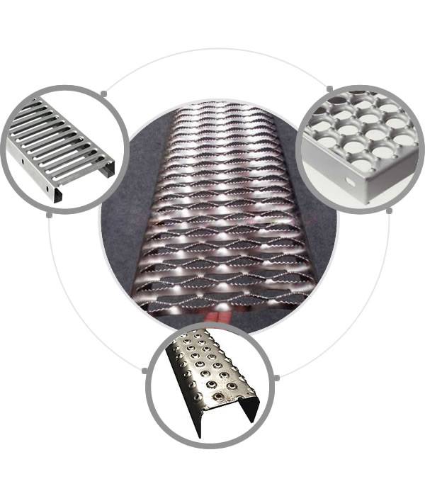 Five types of safety gratings provide non-slip walking surfaces, light-weight and easy installation.