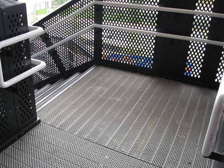 A stadium uses Traction-Grip plank stair to prevent falls and slips.